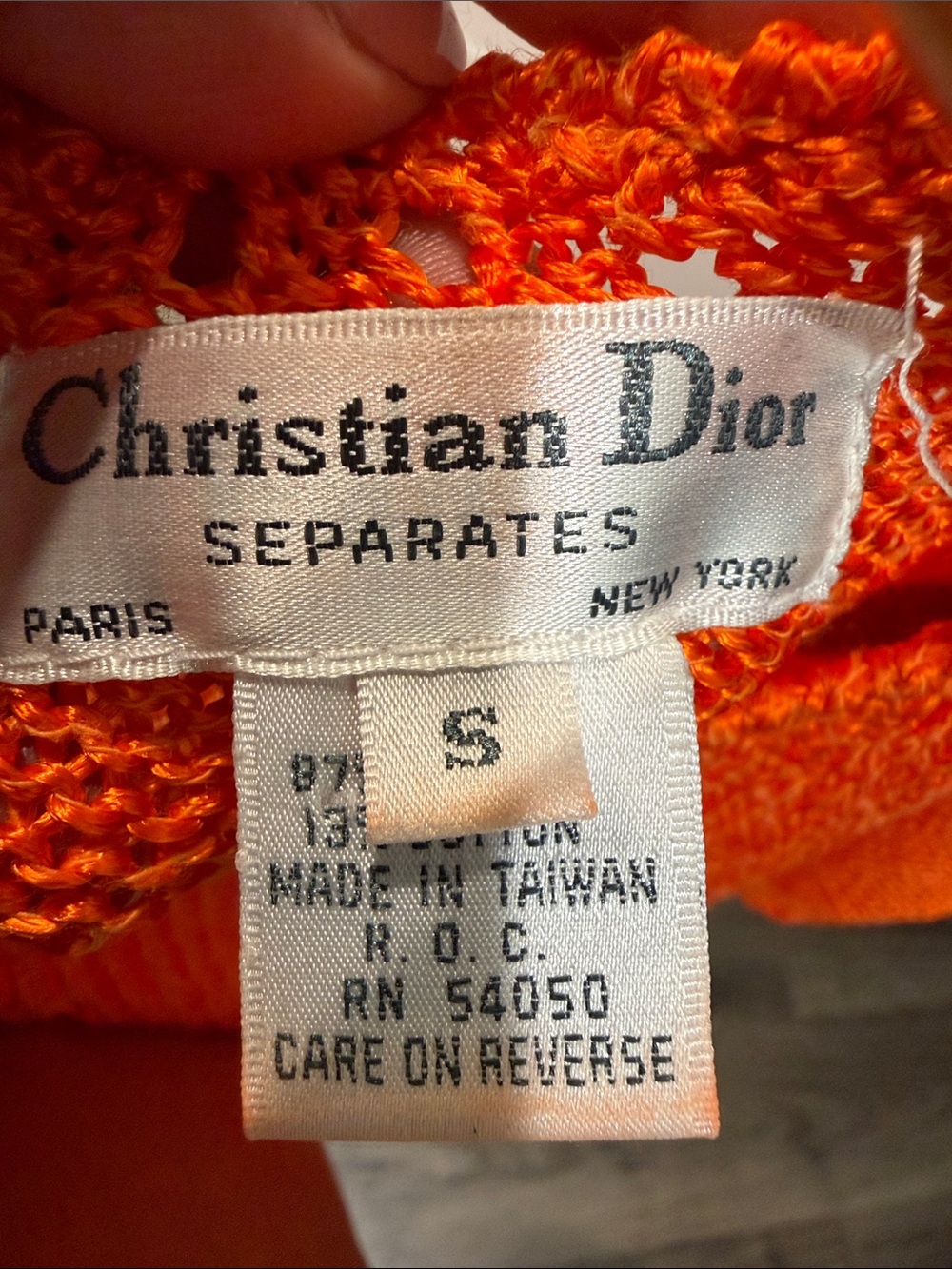 Vintage- Dior Bright Orange Short-Sleeve Knit Top - Picture 13 of 14